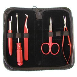 Sulky Five piece Embroidery Tool Kit With Black Cloth Carrying Case (RedMaterials Steel, plastic, clothPackage includes one (1) stitch picker, one (1) screwdriver, one (1) thread trimmer and two (2) pairs of scissorsCloth carrying caseDimensions 6.625 i