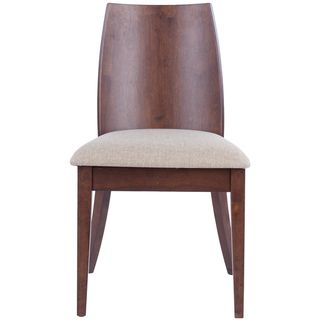 Safavieh Chic Beige Walnut Finish Side Chair (set Of 2) (BeigeMaterials Polyester rubber wood and polyester fabricFinish WalnutSeat height 19.2 inchesSeat dimensions 20 inches wide x 19 inches deepChair dimensions 34.6 inches high x 20 inches wide x 