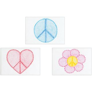 Stamped Embroidery Kit Beginner Samplers 6x8 3/pkg peace Signs
