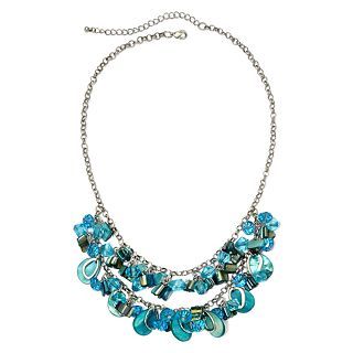 Mixit Silver Tone Blue Rondelle and Shell Bib Necklace, Blue