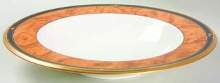 Noritake Cabot Rim Soup Bowl, Fine China Dinnerware   Bone, Brown Marble Border