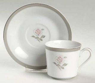 Bristol (Japan) Spring Memory Flat Cup & Saucer Set, Fine China Dinnerware   Gra