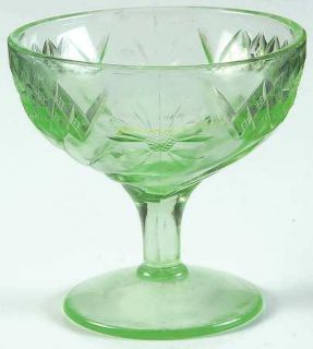 US Glass Floral & Diamond Green Champagne/Tall Sherbet   Green               Dep