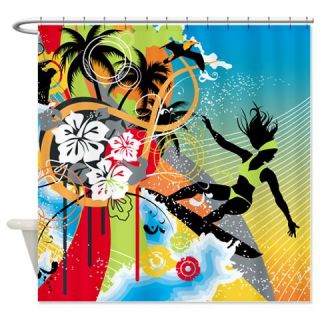  Tropical Surfer Girl Shower Curtain  Use code FREECART at Checkout