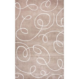 Hand tufted Transitional Abstract pattern Brown Plush Rug (36 X 56)