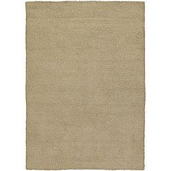 Hand woven Mandara Beige Wool Shag Rug (16 X 23