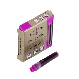Parker 6 pack Mini Permanent Pink Ink Cartridges (Pink Model S0767260Pen refill type Ink cartridgeRefill for series Parker facet fountain pen Pack includes Six (6) refill pink ink cartridges )