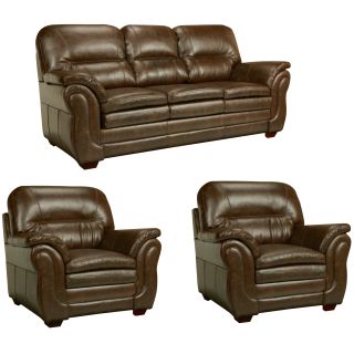Hillside Chocolate Brown Italian Leather Sofa And Two Chairs