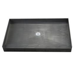 Tile Ready Double Curb Shower Pan 42x48 inch Center Pvc Drain (BlackMaterials Molded Polyurethane with ribs underneath for extra strengthNumber of pieces One (1)Dimensions 48 inches long x 42 inches wide x 7 inches deep  )