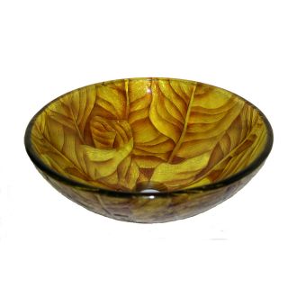 Yellow Leaf Glass Bowl Vessel Bathroom Sink