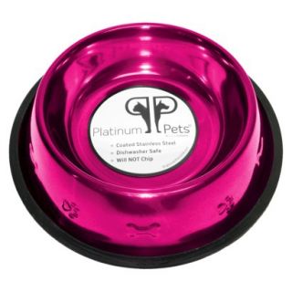 Platinum Pets Stainless Steel Embossed Non Tip Dog Bowl   Raspberry (1 Cup)