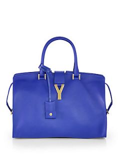 Saint Laurent Cabas Classique Y Line Top Handle Bag   Blue