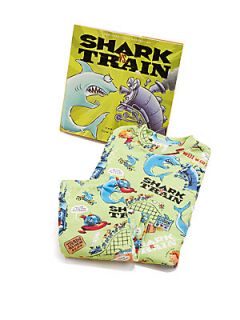 Books To Bed Toddlers & Little Boys Three Piece Shark Vs. Train Pajamas and