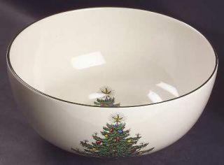 Cuthbertson Christmas Tree (Narrow Green Band,Cream) Punch Bowl, Fine China Dinn