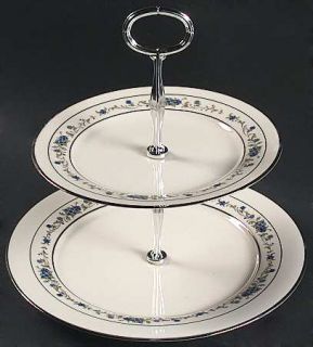 Noritake Norma 2 Tiered Serving Tray (Dp, Sp), Fine China Dinnerware   Blue Flow