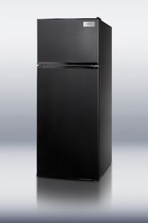 Summit Refrigeration 24 Refrigerator Freezer Combo   2 Reversible Doors, Icemaker, 10 cu ft, Black
