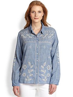 Johnny Was, Sizes 14 24 Fatima Hi Lo Blouse   Indigo