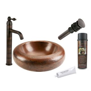 Premier Copper Products Pvrdw18 Single Handle Vessel Faucet Package (Oil rubbed bronze Down pipe width 1.25 inches Overall length 8.625 inches Thread length 2.75 inches Installation type Compression threaded Material BrassWax DetailsCleans and protec