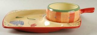 Pfaltzgraff Napoli (Stoneware) Snack Set w/11 Tray & Stick Handle Soup, Fine Ch