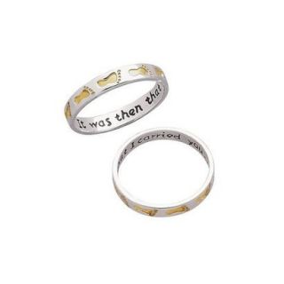 Sterling Silver Two Tone Footprints Ring  10
