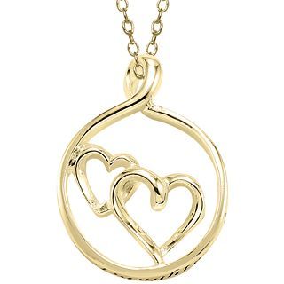 Bridge Jewelry Double Heart 14K Gold Plated Pendant