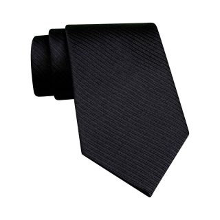 Stafford Woven Stripe Silk Tie, Black, Mens