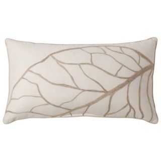 Threshold Oblong Leaf Toss Pillow   Cream (15x27)