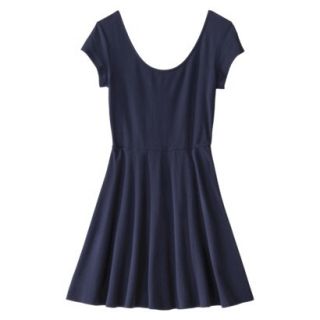 Mossimo Supply Co. Juniors Short Sleeve Fit & Flare Dress   In the Navy S(3 5)