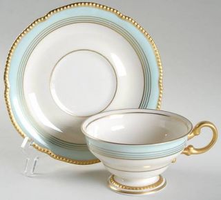 Castleton (USA) Tremont Footed Cup & Saucer Set, Fine China Dinnerware   Gold Tr