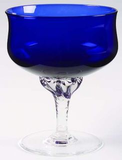 Sasaki Coronation Cobalt Blue Champagne/Tall Sherbet   Cobalt Blue Bowl,Twisted