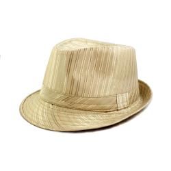 Faddism Beige Stripe Banded Fedora Hat (65 percent cotton/35 percent polyesterBanded detail )