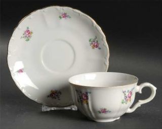 Bohemia Ceramic Springtime Flat Cup & Saucer Set, Fine China Dinnerware   Scatte