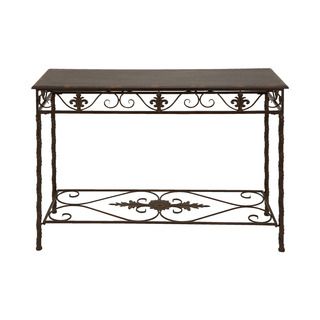 Brown Metal/ Wood Console Table (BrownMaterial Rust free premium grade metal alloyQuantity One (1)Setting IndoorDimensions 32 inches high x 43 inches wide Rust free premium grade metal alloyQuantity One (1)Setting IndoorDimensions 32 inches high x 
