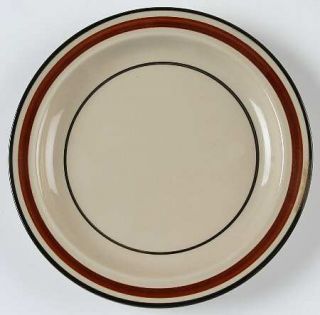 Brick Oven Cirque Brown Salad Plate, Fine China Dinnerware   Brown & Tan Bands