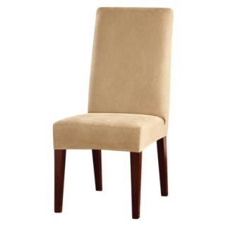 Sure Fit Stretch Leather Short Dining Room Chair Slipcover   Camel