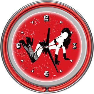 Shadow Babes B Series Two Red Neon Rings Clock