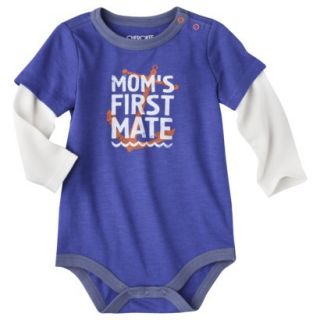 Cherokee Infant Boys Long sleeve Moms First Mate Bodysuit   Blue NB