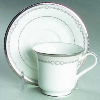 Noritake Pearl Luxe Footed Cup & Saucer Set, Fine China Dinnerware   Masters, Wh