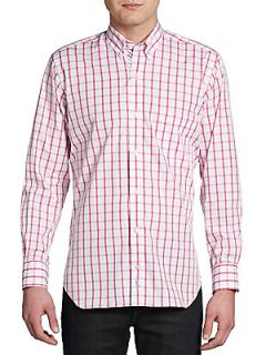 Cabin Windowpane Sportshirt   Pink Stripe