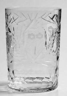 Rock Sharpe 1016 7 Flat Juice Glass   Stem #1016, Cut Floral & Lattice Design