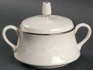 Gorham Chantilly Lace Sugar Bowl & Lid, Fine China Dinnerware   White Flowers W/