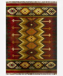Hand woven Kilim Burgundy Jute/ Wool Rug (8 X 10) (redPattern GeometricMeasures 0.25 inch thickTip We recommend the use of a non skid pad to keep the rug in place on smooth surfaces.All rug sizes are approximate. Due to the difference of monitor colors,