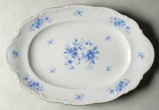 Mitterteich Rhapsody In Blue 16 Oval Serving Platter, Fine China Dinnerware   B
