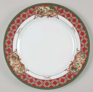 Noritake Royal Hunt Dinner Plate, Fine China Dinnerware   Green Band, Fruit&Anim