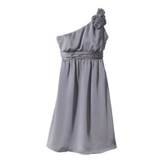 TEVOLIO Womens Satin One Shoulder Rosette Dress   Cement Gray 12