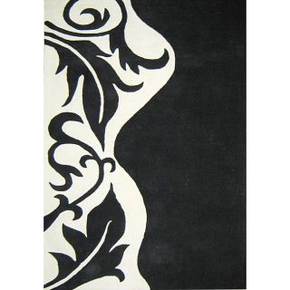 Hand tufted Royal Quill Black/ White Wool Rug (5 X 8)