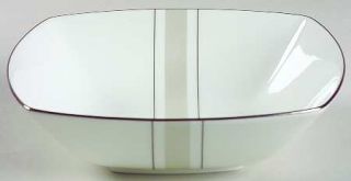 Mikasa Platinum Matrix Square Soup Bowl, Fine China Dinnerware   Gray Stripes,Sq