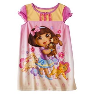 Dora the Explorer Toddler Girls Short Sleeve Nightgown   Pink 4T