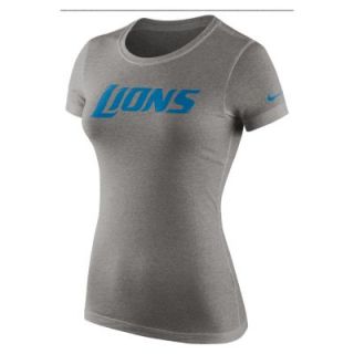 Nike Wordmark Cotton Crew (NFL Detroit Lions) Womens T Shirt   Dark Grey Heathe