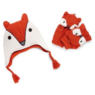 LITTLE MAVEN Little Maven by Tori Spelling Fox Hat and Glove Set   Boys, Orange,